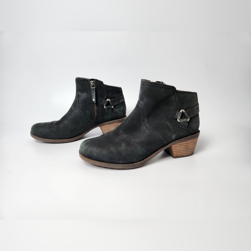 Teva Foxy Ankle Black Nubuck Zip Up Booties Womens Size 10 Western Bootie Silver